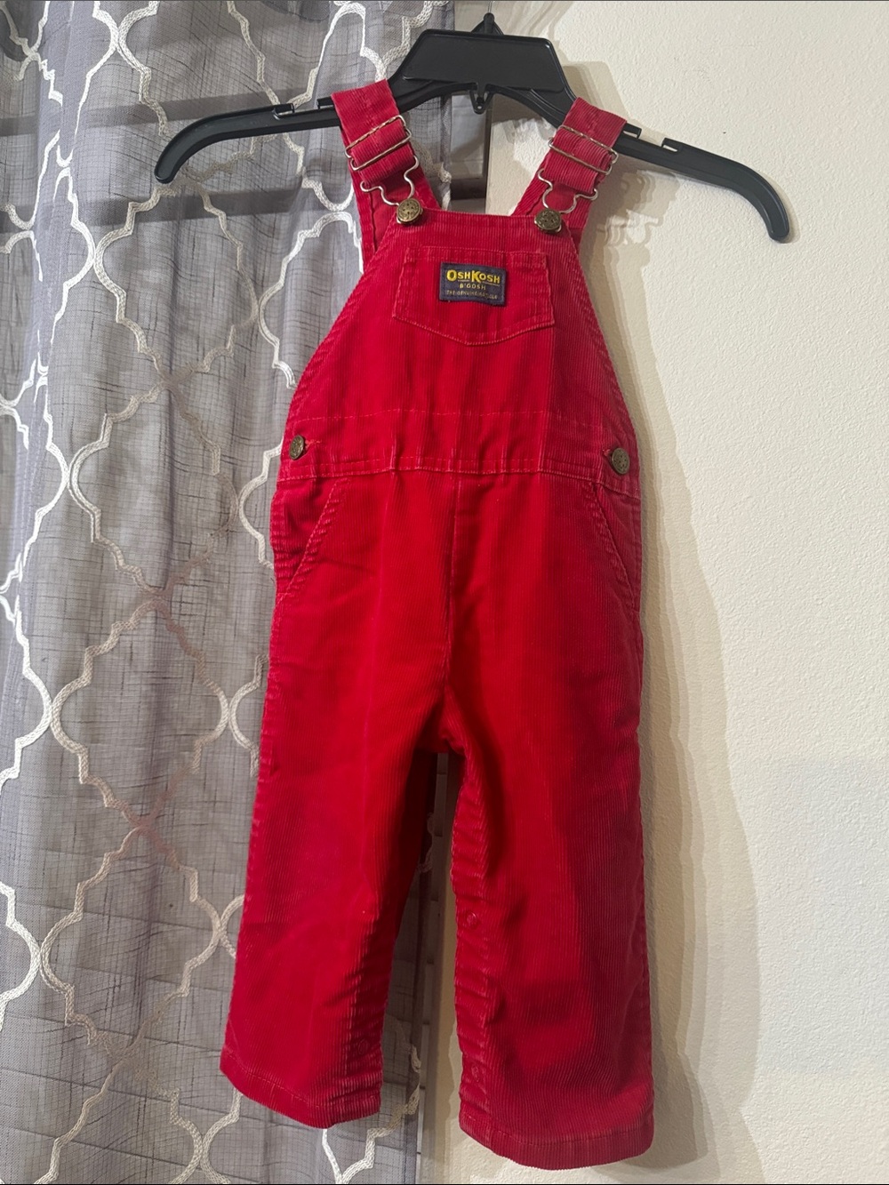 Vintage OshKosh B'gosh Red Corduroy Kids Overalls size 24 months
